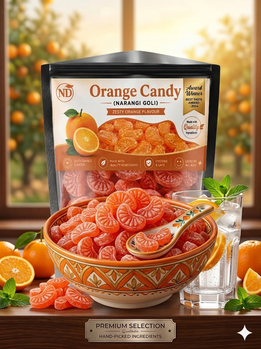 Orange Candy (Narangi Goli) – Traditional Tangy Orange Flavour Candy | Premium Indian Candy