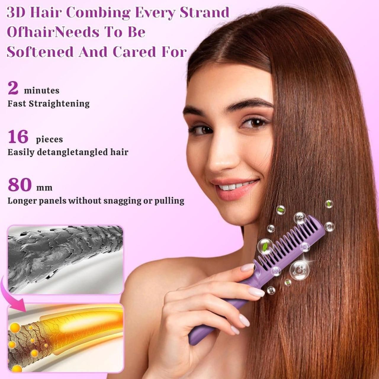 Meneflix Portable Mini Hair Straightener Cordless Rechargeable Mini Adjustable Hair Straightener Hot Comb - Vastrify