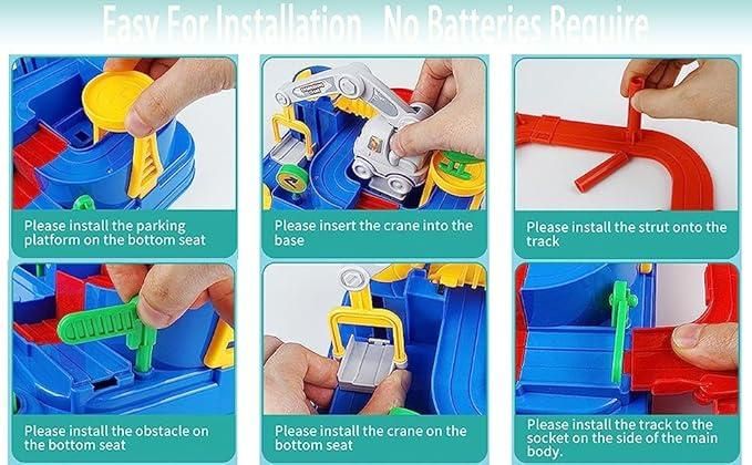 Race Track Educational Parking Crane Toys Airplane Truck Playset - Vastrify