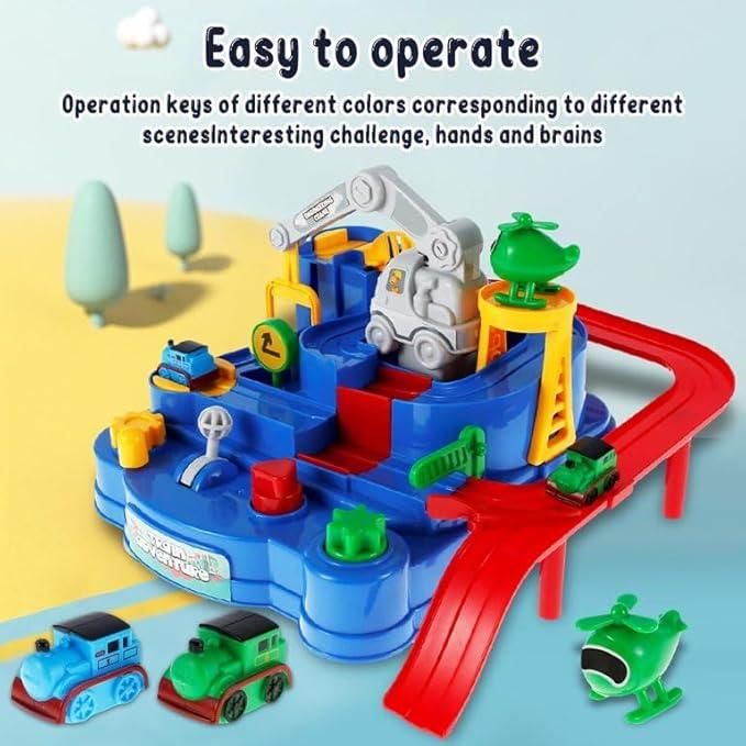 Race Track Educational Parking Crane Toys Airplane Truck Playset - Vastrify