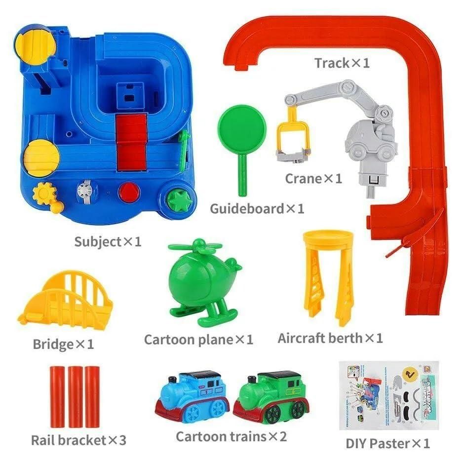 Race Track Educational Parking Crane Toys Airplane Truck Playset - Vastrify