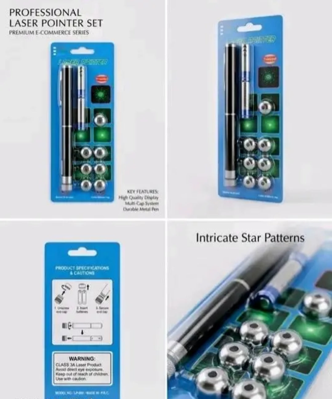 Green Laser Light with 8 Lens Visuals, Green Laser Pointer, 2000 Metres Laser Pointer High Power Pen, Cat Laser Toy, Long Range Green Laser Pointer for Presentations, Stargazing, Hiking (Green Light)