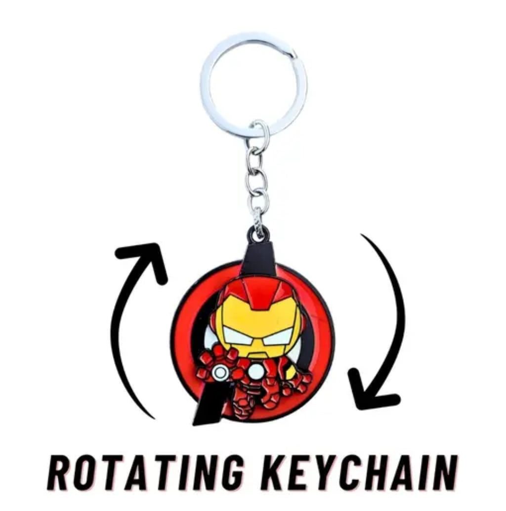 Keychain for Bike & Car | Avengers Superhero Marvel Naruto Anime Rotating Keychain for Gift | Metal Spinning Keyring for Boys Girls