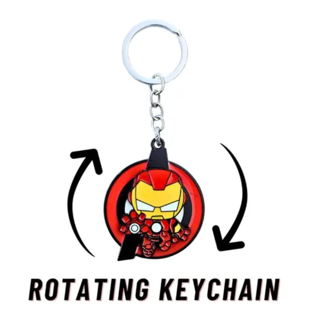 Keychain for Bike & Car | Avengers Superhero Marvel Naruto Anime Rotating Keychain for Gift | Metal Spinning Keyring for Boys Girls