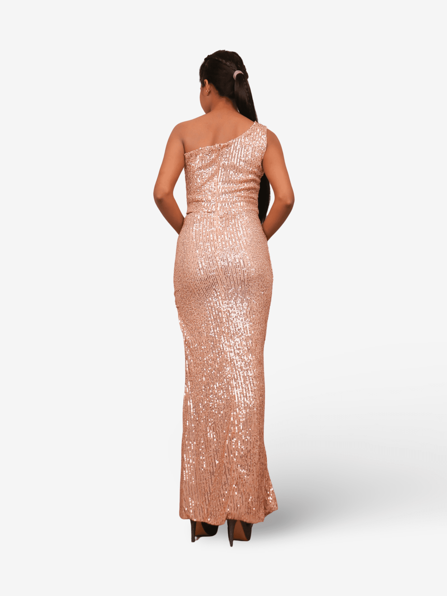 Sequins One - Shoulder Maxi Party Dress by Shreekama - Vastrify