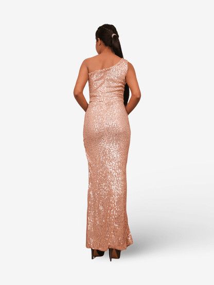 Sequins One - Shoulder Maxi Party Dress by Shreekama - Vastrify